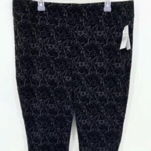 NYDJ Velvet Damask Black Primrose Flocking Legging Size 20W NWT